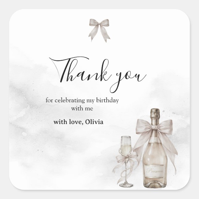 Pegatina Cuadrada Black Coquette Minimalist Elegant 50th Birthday (Anverso)