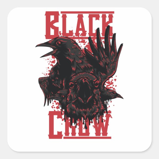 Pegatina Cuadrada Black Crow (Anverso)