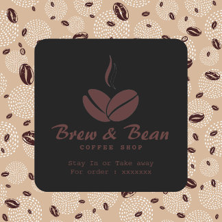 Pegatina Cuadrada Black Custom coffee shop logo square sticker