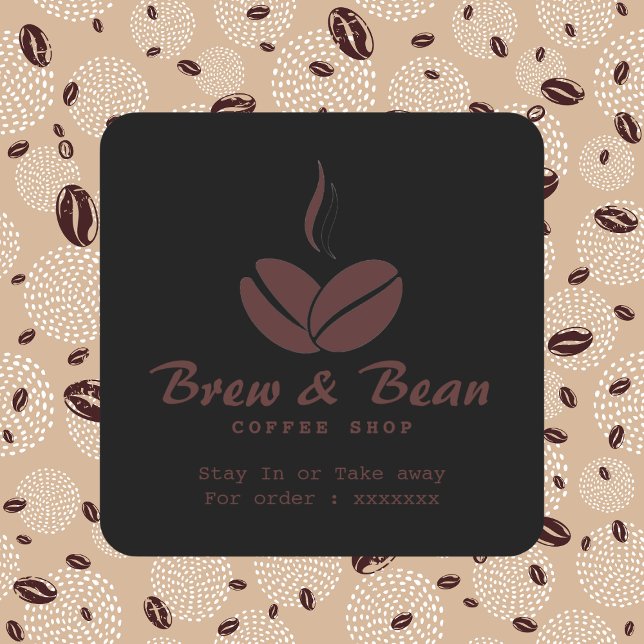 Pegatina Cuadrada Black Custom coffee shop logo square sticker (Subido por el creador)