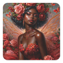 Black Fairy Art con rosas rojas