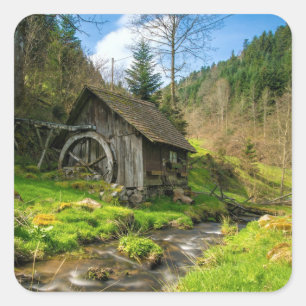 Pegatina Cuadrada Black Forest Grist Mill Alemania