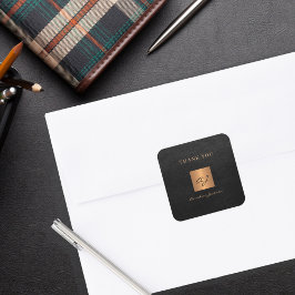 Pegatina Cuadrada Black gold elegante nombre del monograma gracias