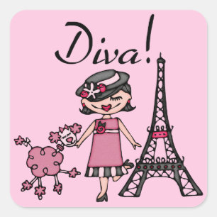 Pegatina Cuadrada Black Hair Diva