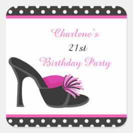 Pegatina Cuadrada Black Heels Shoes with Black Polka Dots