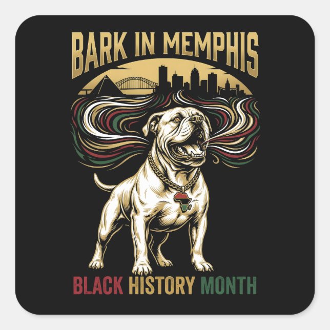 Pegatina Cuadrada Black History Month American Bulldog Cultural Art (Anverso)