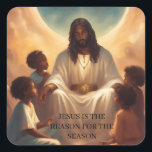 Pegatina Cuadrada Black Jesus African American Christmas Sticker<br><div class="desc">Un hermoso recordatorio de que Jesús Es La Razón De La Temporada De Navidades. Utilice los pegatinas para decorar regalos,  tarjetas y papelería. El diseño tiene una imagen de un Jesús negro rodeado de niños negros a sus pies. Hace un encantador regalo religioso para los cristianos.</div>
