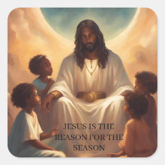 Pegatina Cuadrada Black Jesus African American Christmas Sticker