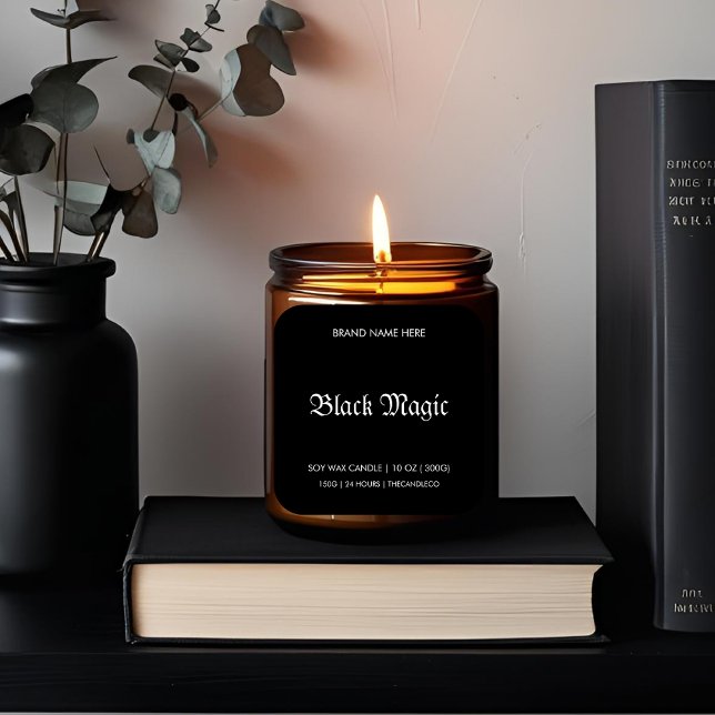 Pegatina Cuadrada Black Magic Gothle Candle Label | Halloween (Subido por el creador)