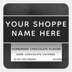 Pegatina Cuadrada Black Modern Elegant Food Container Candle Label