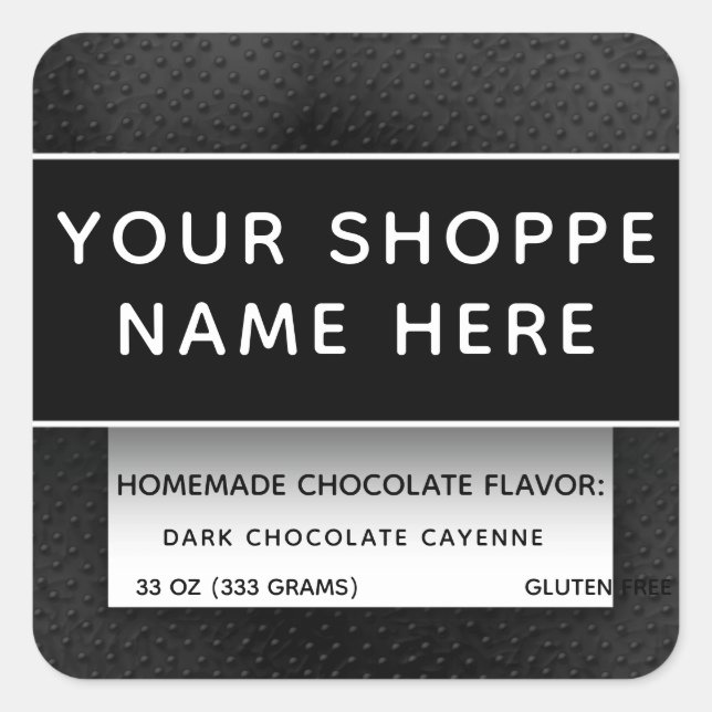 Pegatina Cuadrada Black Modern Elegant Food Container Candle Label (Anverso)