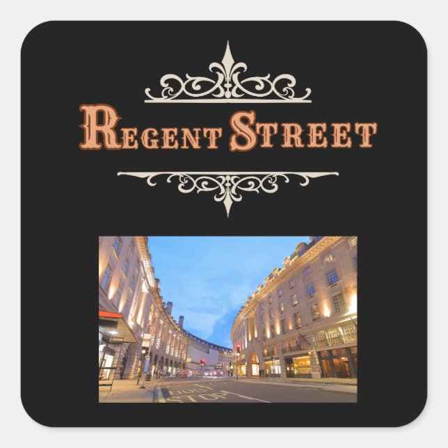 Pegatina Cuadrada Black Regent Street Sticker (Anverso)