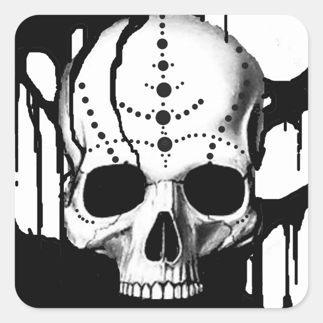 Pegatina Cuadrada Black Skull (Anverso)