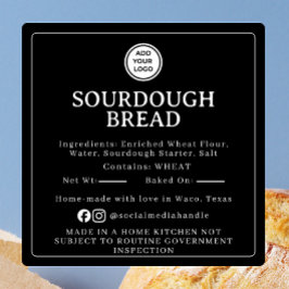Pegatina Cuadrada Black Sourdough Ingredient Cottage Law Sticker