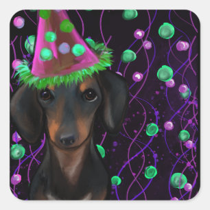 Pegatina Cuadrada Black & Tan Doxie