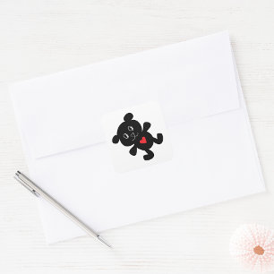 Pegatina Cuadrada Black Teddy Bear Love