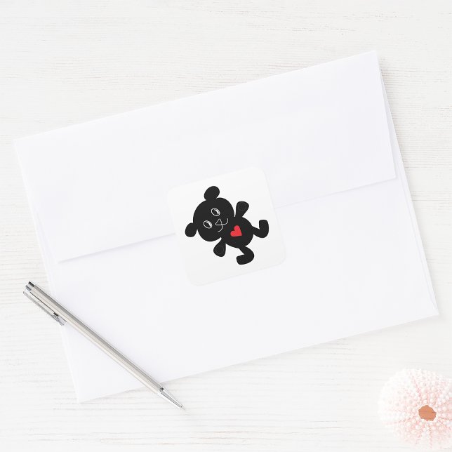 Pegatina Cuadrada Black Teddy Bear Love (Subido por el creador)