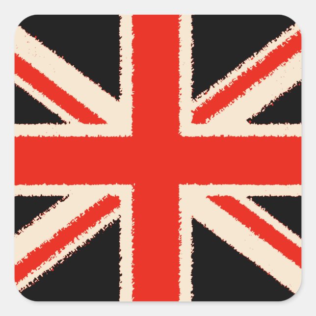 Pegatina Cuadrada Black Union Jack (especie Style) (Anverso)