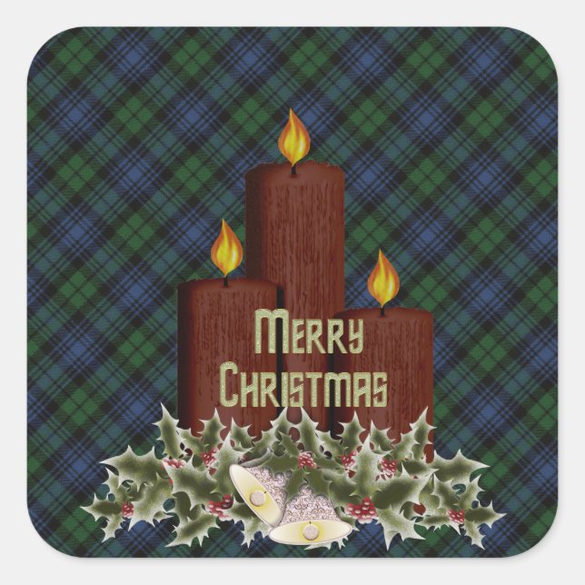 Pegatina Cuadrada Black Watch Tartán (Anverso)