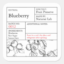 Pegatina Cuadrada Black & White Apothecary Blueberry label