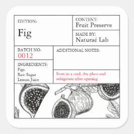 Pegatina Cuadrada Black & White Apothecary Fig label