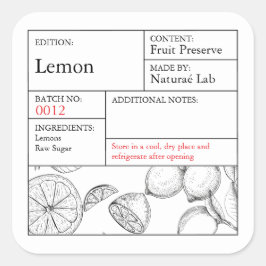 Pegatina Cuadrada Black & White Apothecary Lemon label