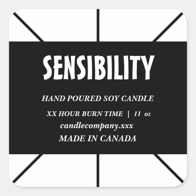 Pegatina Cuadrada Black White Candle Product  Square Sticker (Anverso)