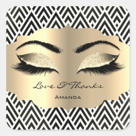 Pegatina Cuadrada Black White Gold LashesName Amor y agradecimiento 