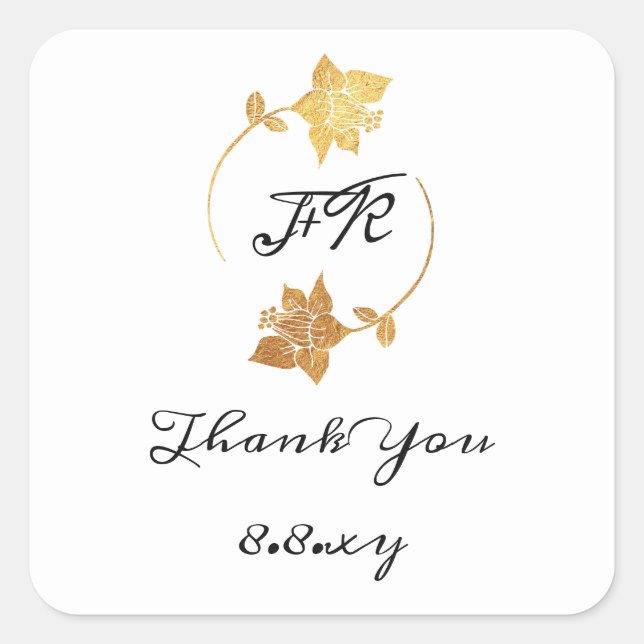 Pegatina Cuadrada Black White Gracias Iniciando La Fecha De Ahorro D (Anverso)