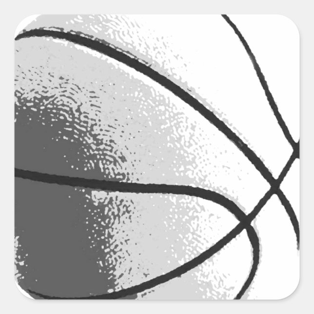 Pegatina Cuadrada Black White Gray Trendy Pop Art Basketball (Anverso)