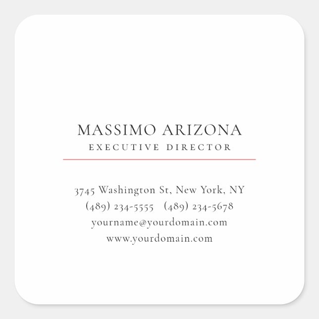 Pegatina Cuadrada Black White Minimalist Simple Plain Modern (Anverso)