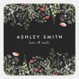 Pegatina Cuadrada Black Wildflower Meadow