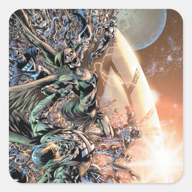 Pegatina Cuadrada Blackest Night Group y Moon (Anverso)