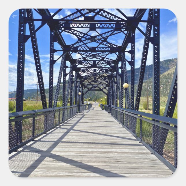 Pegatina Cuadrada Blackfoot River Crossing (Anverso)