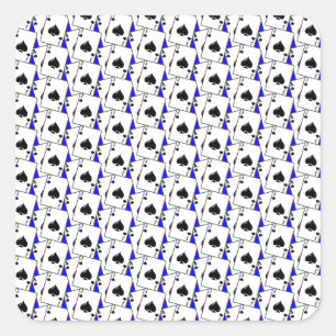 Pegatina Cuadrada Blackjack Spades Blue