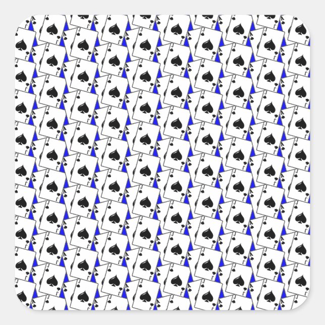 Pegatina Cuadrada Blackjack Spades Blue (Anverso)