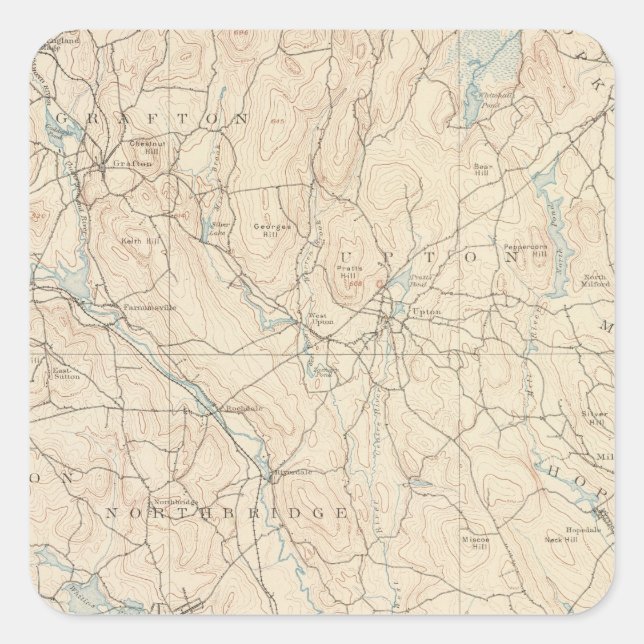 Pegatina Cuadrada Blackstone, Massachusetts (Anverso)