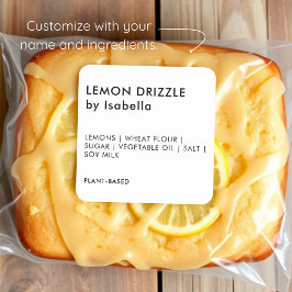 Pegatina Cuadrada Blanca | Etiquetas de ingredientes para pasteles c