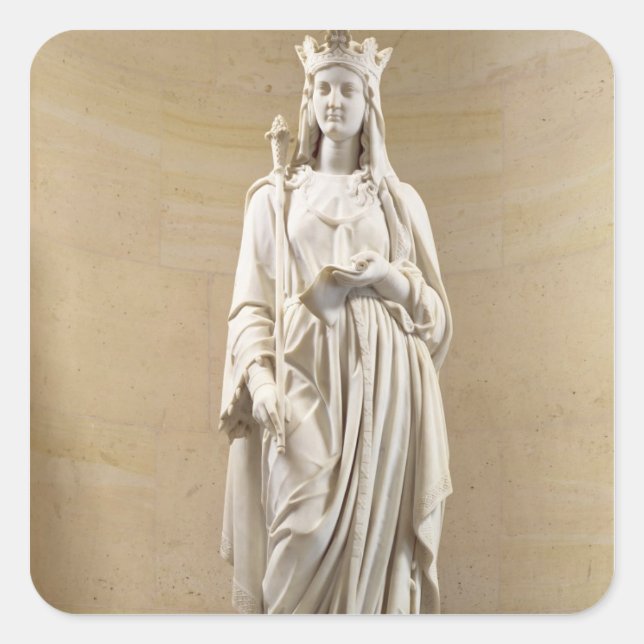 Pegatina Cuadrada Blanche de Castilla (1188-1252) Reina de Francia,  (Anverso)