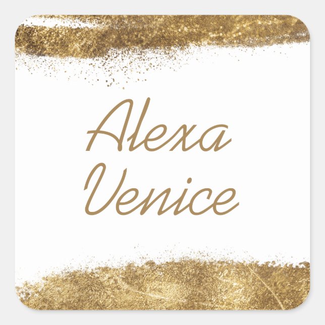 Pegatina Cuadrada Blanco con oro (Anverso)