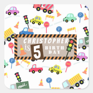 Pegatina Cuadrada Blanco del transporte