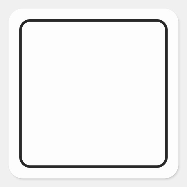 Pegatina Cuadrada Blanco en blanco simple con borde negro (Anverso)