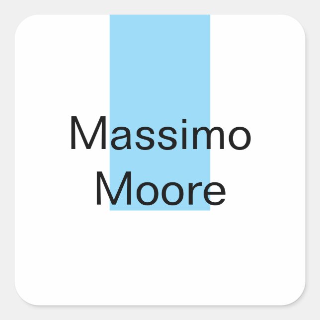 Pegatina Cuadrada Blanco negro azul elegante simple nombre propio (Anverso)