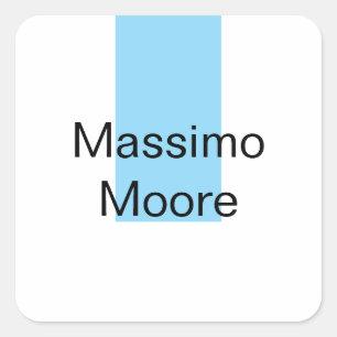 Pegatina Cuadrada Blanco negro azul liso elegante nombre propio