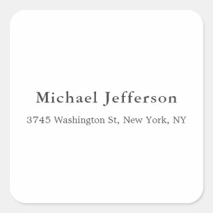 Pegatina Cuadrada Blanco Negro Único Clásico Elegante Sencillo