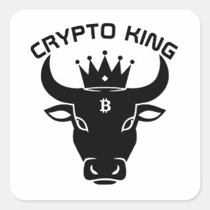 Pegatina Cuadrada Blanco personalizado de Crypto King