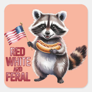 Pegatina Cuadrada Blanco Rojo Y Racón Ferroviario Y Libre