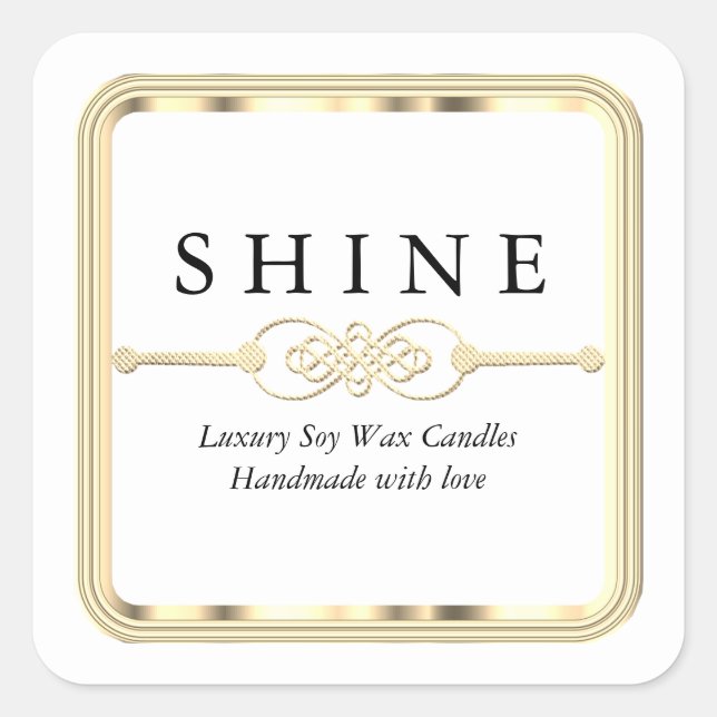 Pegatina Cuadrada Blanco y Dorado (Anverso)