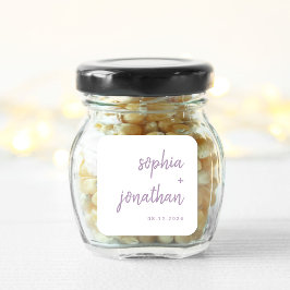 Pegatina Cuadrada Blanco y lavanda con guión moderno | BODA