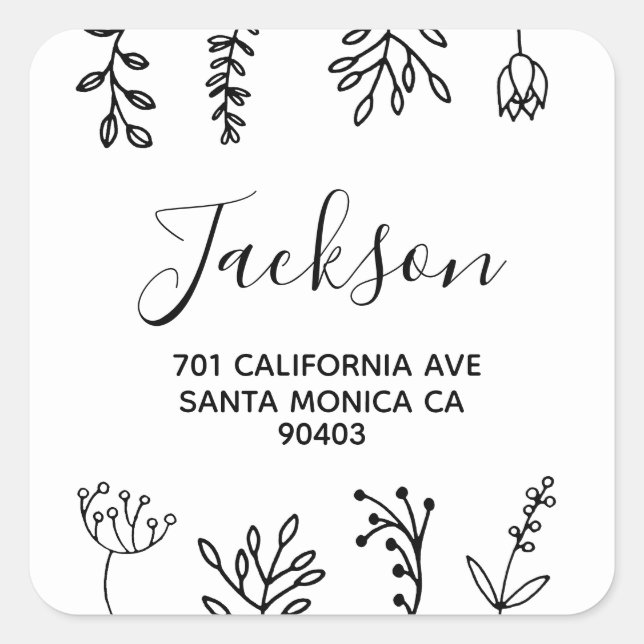 Pegatina Cuadrada blanco y negro (Anverso)